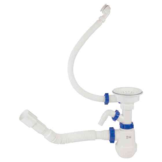 TAU Сифон для кухонной мойки с пластиковым выпуском 3½" выводом под стир. машину круглым перели Київ