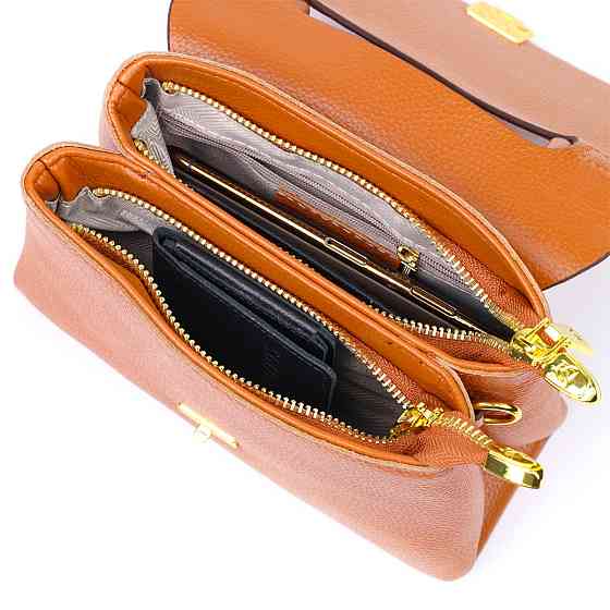 Елегантна сумка жіноча з натуральної шкіри 22073 Vintage Руда Київ