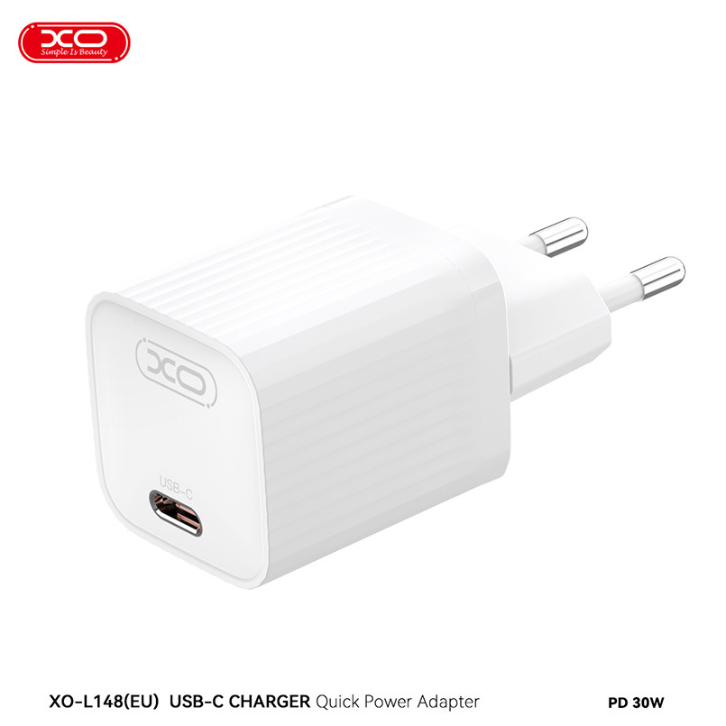 Мережевий зарядний пристрій XO L148 PD30W Single USB-C + Lightning кабель білий Львів - фото 3