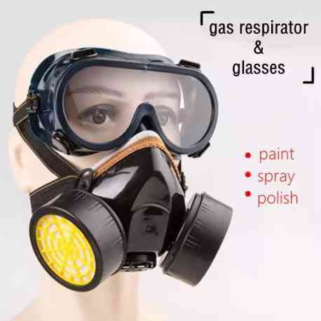 Маска із захисними окулярами промислова хімічна газопилазійна з подвійним респіратором від BuyinCoins Одеса