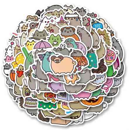 Набор наклейок (стикеров) кот Пушин Pusheen (50 шт.) стикербомбинг для телефона, ноутбука Киев