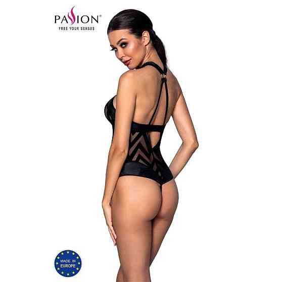 Сітчастий боді з халтером та ритмічним малюнком Passion Hima Body L/XL, black Sex Aura Київ