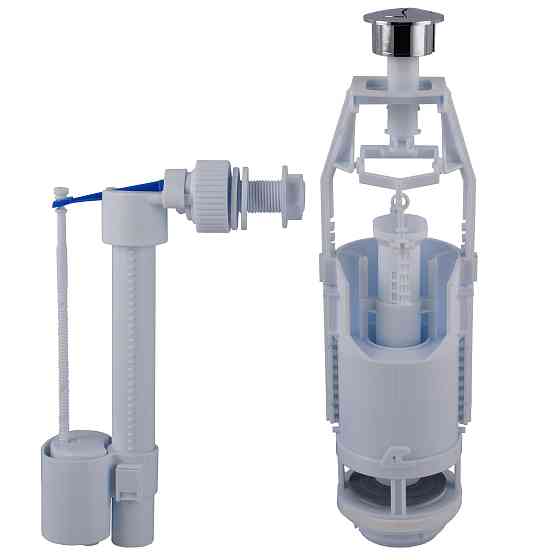 Набір для бачка унітазу OPTIMUM  бок підв пласт 1/2″  з подвійним режимом зливу і хром кнопкою OPTI 1110 Киев