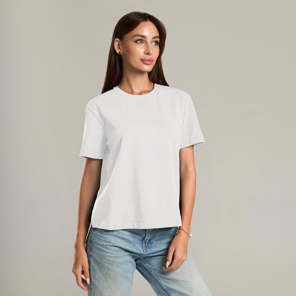 Белая базовая женская футболка Pobedov Freedom. Хлопковая женская футболка белая Киев - изображение 1