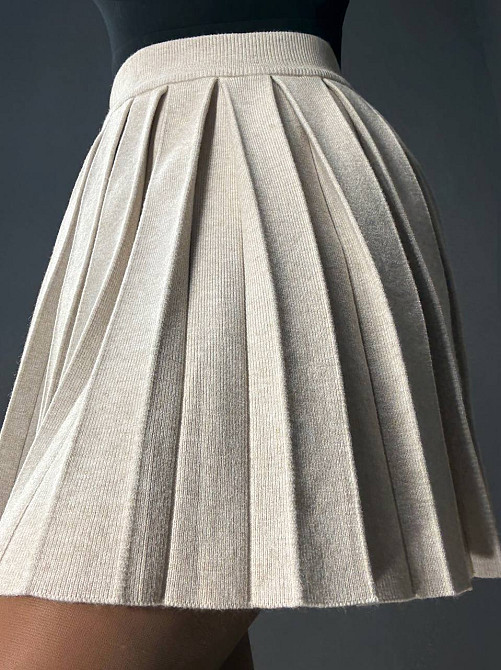 Спідниця жіноча A-N 9956 в’язана тепла у складку на резинці, бежевий, one size Київ - фото 10