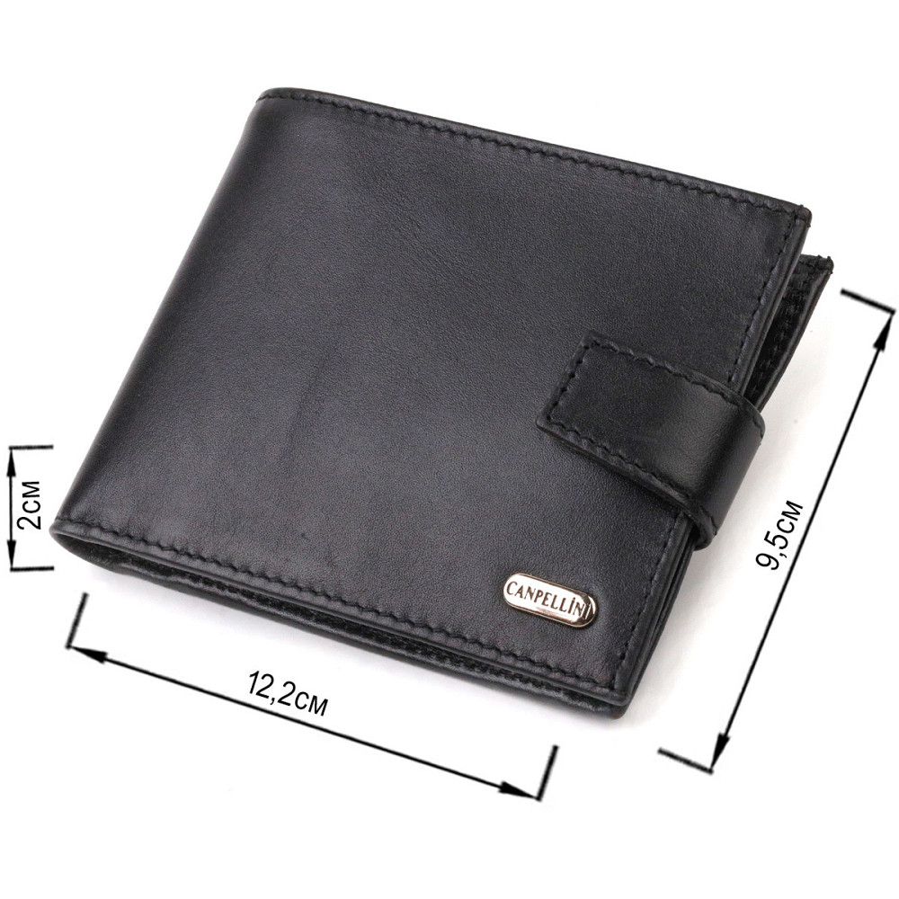 Классический мужской бумажник из натуральной гладкой кожи CANPELLINI 21792 Черный Киев - изображение 8