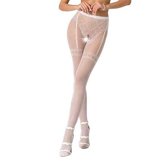 Колготки-бодистокинги Passion S012 One Size, White, имитация чулок, пояса и кружевных трусиков Sex Aura Киев