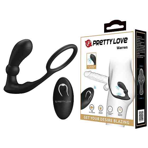 Масажер простати PRETTY LOVE Warren Black, 12 vibration functions 12 pulse wave settings Sex Aura Київ