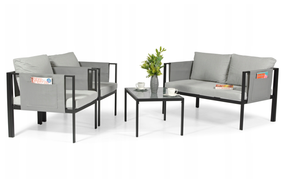 Комплект садових меблів IBIZA eDomator на 4 особи, металевий, з сірими подушками (Польща) Київ - фото 3