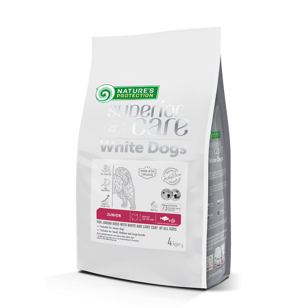 Nature's Protection Superior Care White Dogs White Fish Junior All Sizes Сухий корм для юніорів усіх розмірів з білою рибою, 4 кг Київ - фото 1