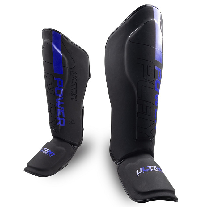 Щитки для голени и стопы PowerPlay черные синим XL защита для единоборств, тренировок и спаррингов Киев - изображение 6
