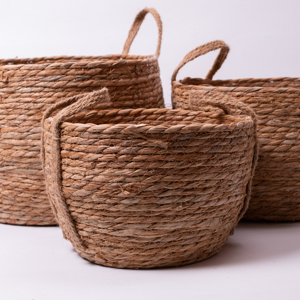 Yiwu Набір кошиків для зберігання речей 3 (шт) універсальні плетені 3/6/9 літрів Коричневий HP- Київ - фото 3