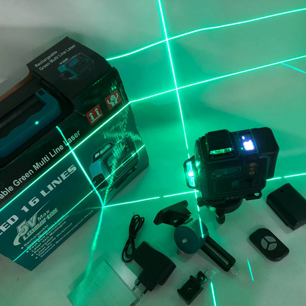 Уровень лазерный линейный нивелир аккумуляторный Laser 4D, 16 линий, рабочее растояние 30м, в чемодане XZ-85 Львов - изображение 15