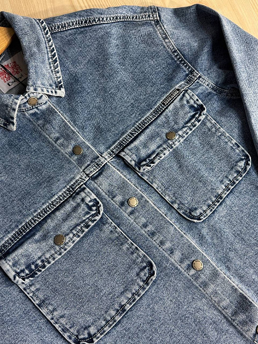 Сорочка жіноча Dicesil 2065 джинсова оверсайз з накладними кишенями блакитна, блакитний, L Київ - фото 13