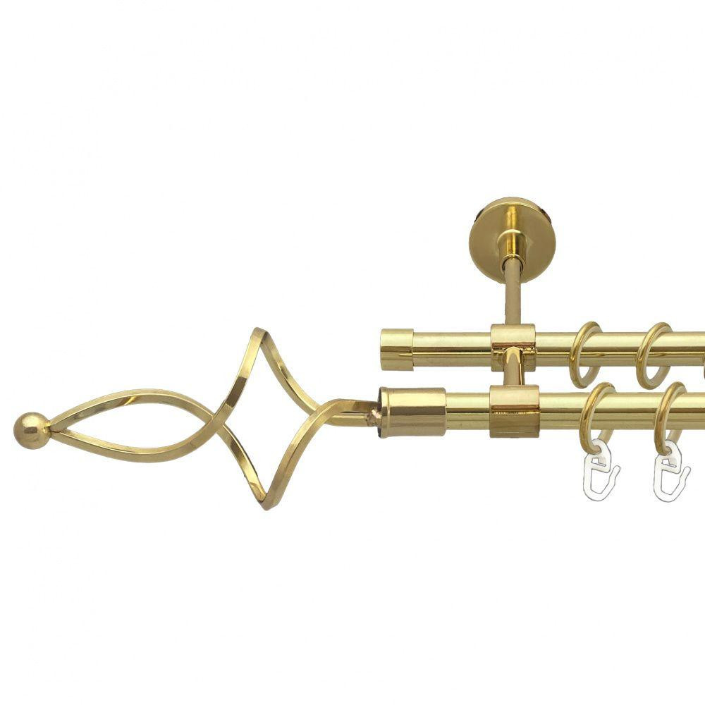 Карниз Orvit Ажур Хвилястий металевий дворядний закритий гладка труба кільце металеве Золото 16\16 мм 200 см (00-00014480) Львів - фото 1