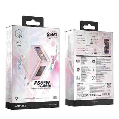 Зарядний пристрій Acefast 3xUSB 65W (2xUSB-C+USB-A) Gan A45 Fast Charger Cherry blossom (6974316282082) Вінниця