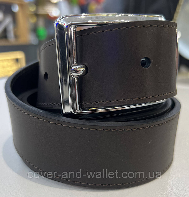 Двусторонний мужской джинсовый ремень с классической пряжкой 40 мм PS Leather Киев - изображение 1