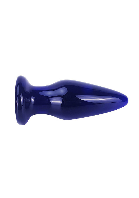 Скляна анальна пробка із вібрацією ToyJoy Buttocks конічної форми, синя Sex Aura Київ - фото 5