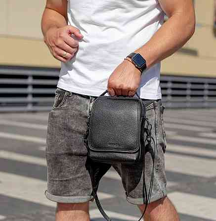 Мужская черная сумка через плечо, мужская сумка планшет, черная мужская барсетка через плечо Киев