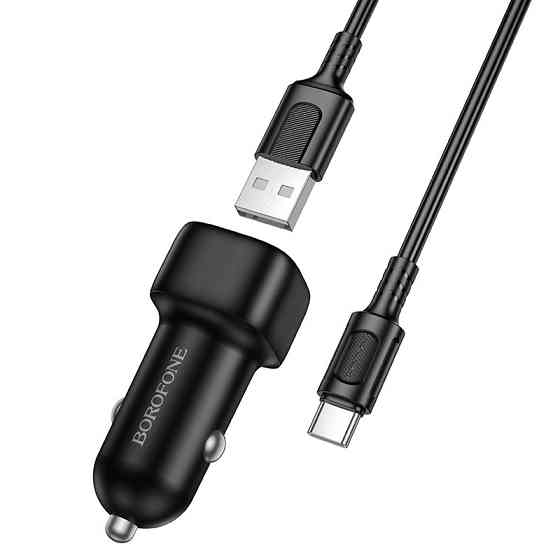 Автомобільний зарядний пристрій BOROFONE BZ34 Cloud single port QC3.0 car charger set(Type-C) Black Одеса