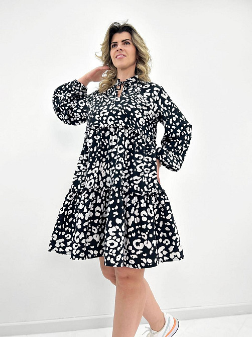 Легкое женское платье оверсайз Lichi батал 50-52, Трехнитка начес, Черный Киев - изображение 1