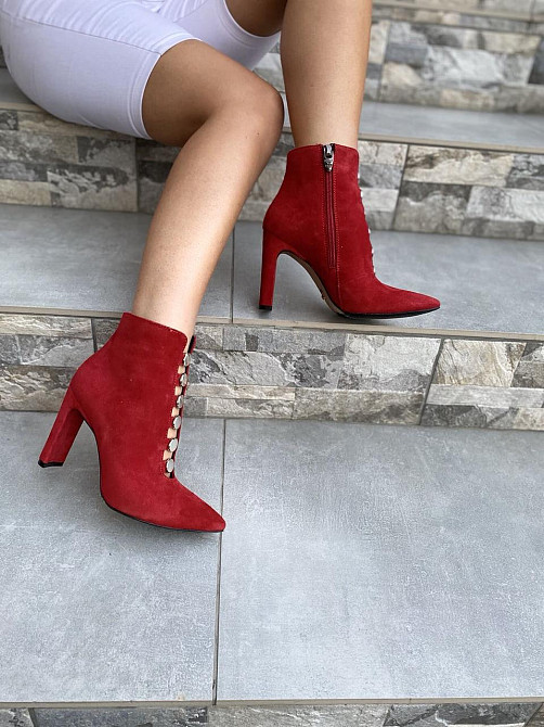 LIRIO Жіночі черевики LIRIO червоні натуральна замша 38р. каблук 9см ( /95-9551) Коломия - фото 6
