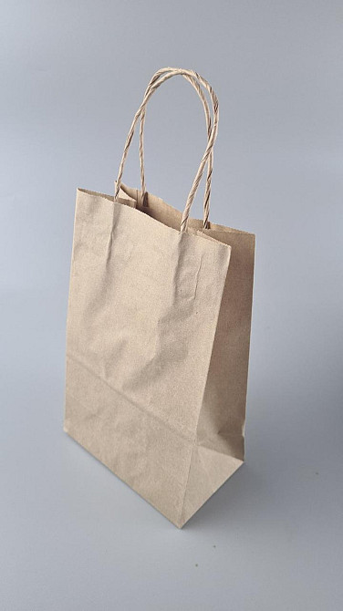 Пакет с ручками бумажный крафт бурий 150х90х240, 70г/м2 (25 шт) Харьков - изображение 1