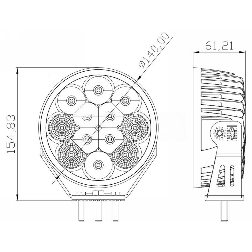 Світлодіодна фара StarLight SL-D0660C-B кругла, комбіноване дальнє світло, прожектор WHITE 60W 7200Lm 5700K 12/24V (∅140мм) Харків - фото 3