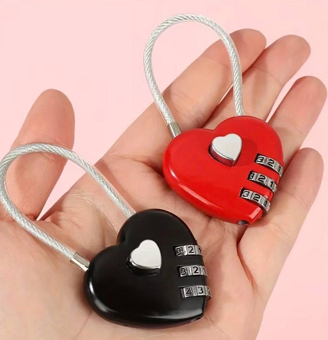 Замок кодовий у формі серця червоний, міні замок для валізи, рюкзака, шафи Київ - фото 4