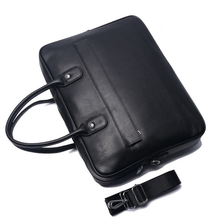Кожаная мужская сумка для ноутбука 40х30х8, офисный деловой портфель Tiding Bag M364A черный Каменское - изображение 3