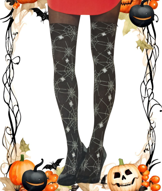 Колготи жіночі павутина з павуками для Хелловіна 50\20den L 46-48 чорний Київ - фото 1