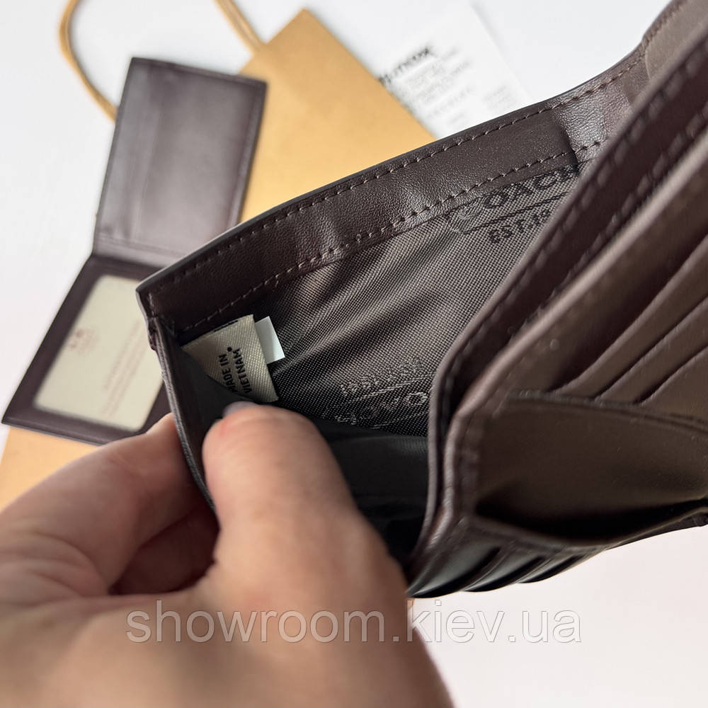 Чоловіче брендове портмоне з картхолдером Coach (1381) brown Київ - фото 3