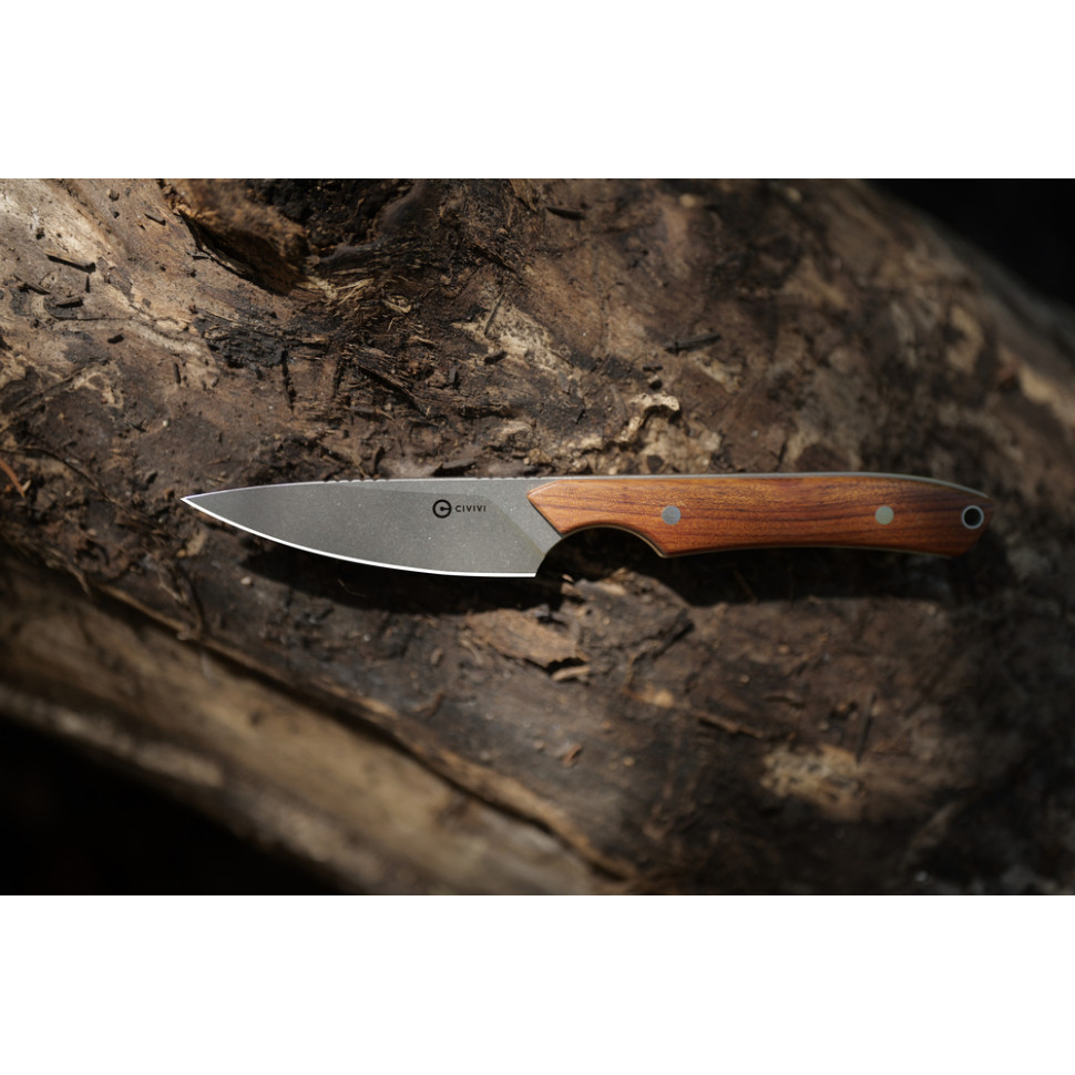 Ніж фіксований кишеньковий Civivi High Grass Field Knife (7,4 см) 14C28N / Wood дерево з чохлом Киев - изображение 11