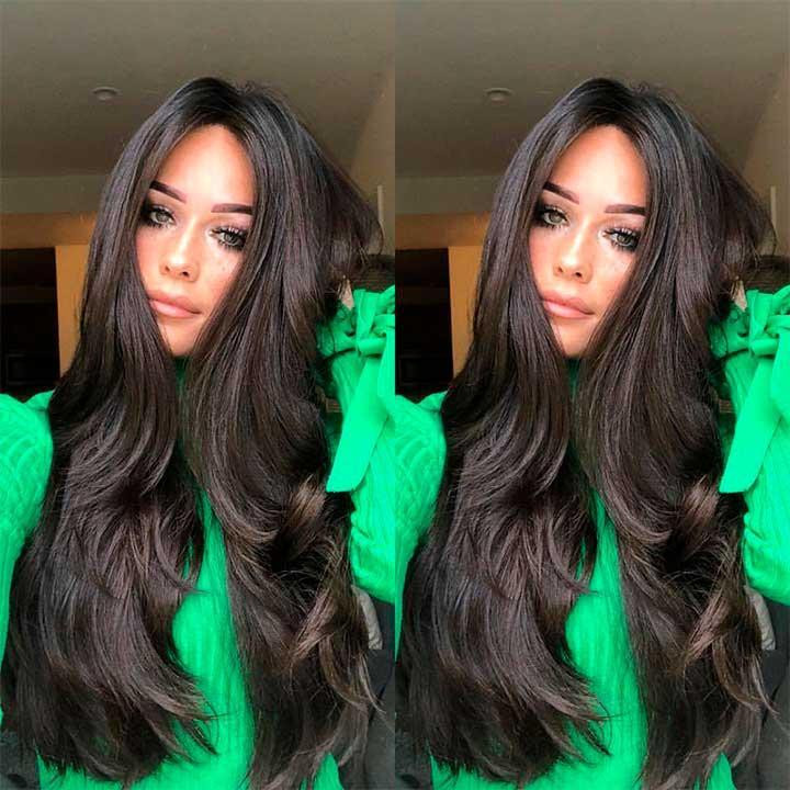 Перука хвиляста без чубчика з проділом 65 см Брюнетка Вінниця - фото 6