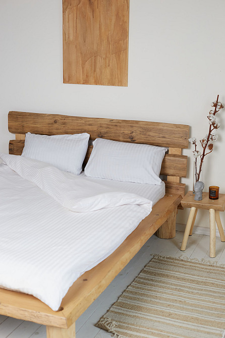 Комплект постельного белья Ideal Textile страйп сатин белый полуторный (56860348) Черновцы - изображение 4