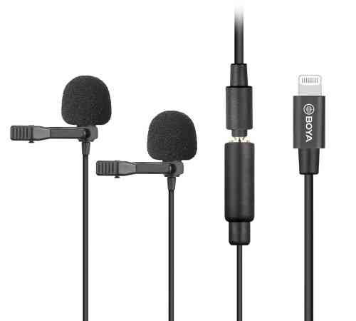 Двойной петличный микрофон для iPhone Boya BY-M2D Киев