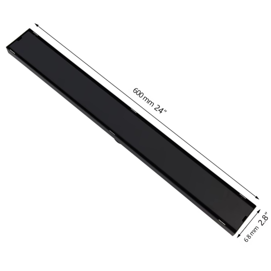 Трап для душу та ванної кімнати під плитку з нержавіючої сталі для зливу води, лінійний, підлоговий 60х6. 8х2 см,чорний Кам'янець-Подільський