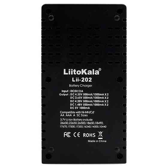 Зарядний пристрій Liitokala Lii-202, Ni-Mh/Li-ion/Li-Fe/LiFePO4, Type-C, Powerbank, LED, Box Киев