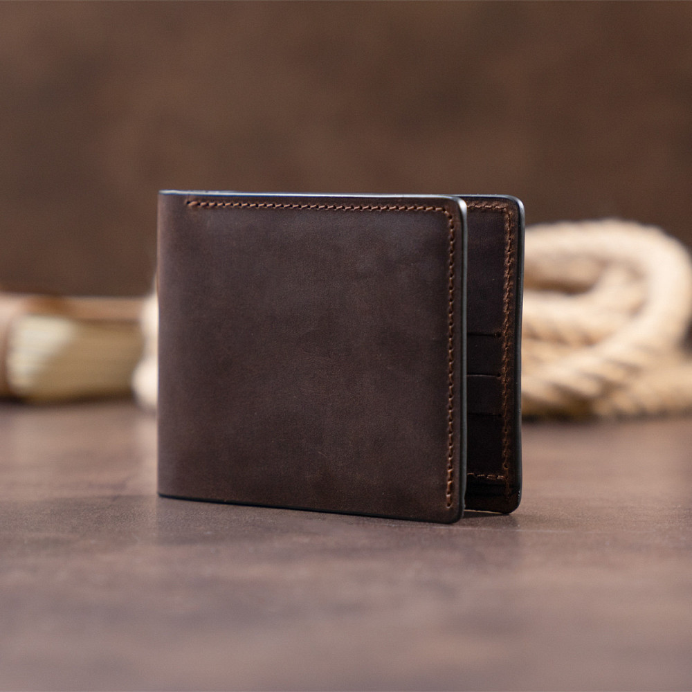 Тонке горизонтальне портмоне Cardi без застібки в матовій шкірі GRANDE PELLE 11310 Коричневе Київ - фото 9