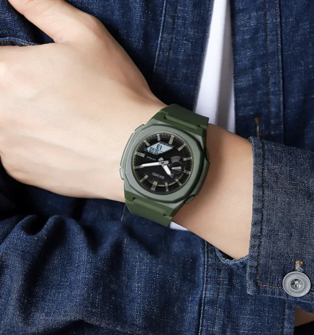 Часы мужские наручные Skmei 2091 (Зеленые с белым) Винница - изображение 6