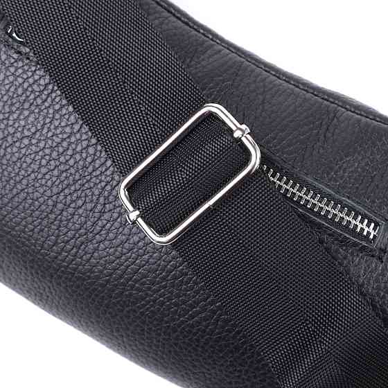 Удобная сумка-бананка унисекс из натуральной кожи Shvigel 22824 Черная Киев