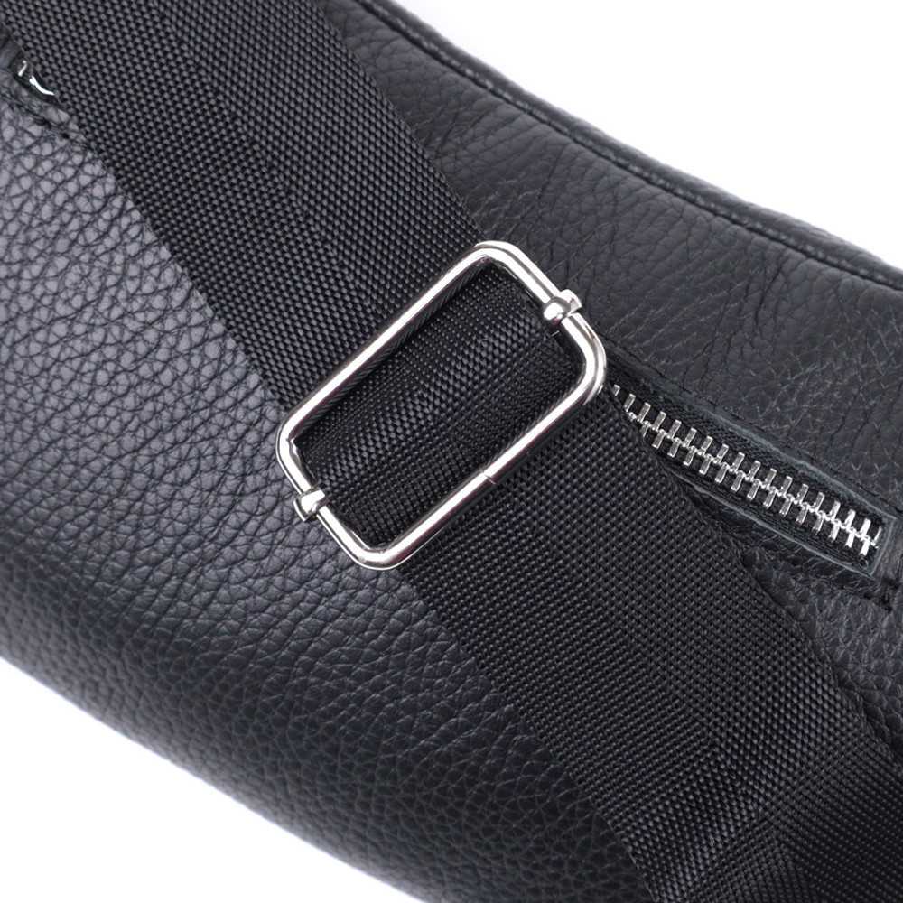 Удобная сумка-бананка унисекс из натуральной кожи Shvigel 22824 Черная Киев - изображение 5