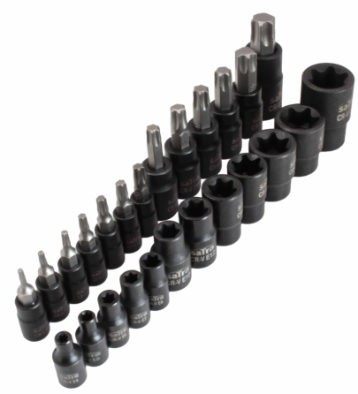 Набор головок TORX + биты в головке TORX / E-TORX (1/4, 3/8, 1/2) 25 ед. SATRA S-H2548T Чернигов