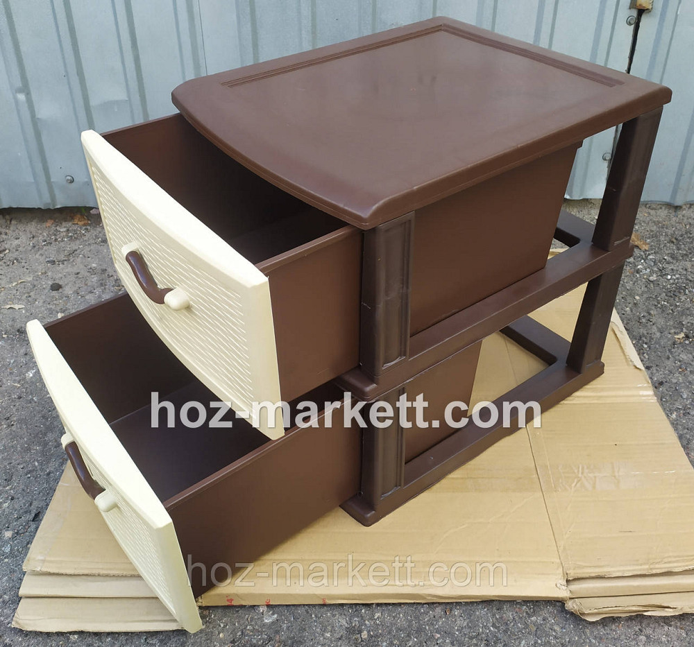 Пластиковый комод пластиковая тумбочка Стиль беж с коричневым 2 ящика Харьков - изображение 7