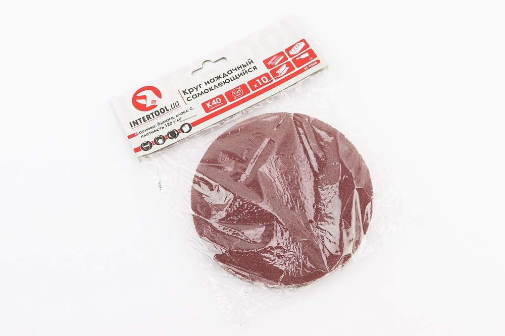 Круг шліфувальний самоклеючий 125мм, папір клас C, K40 к-кт 10шт BT-0504 Київ - фото 2