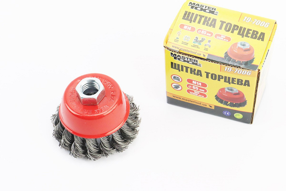 Щітка торцева М14 D-65мм з плетеного дроту 19-7006 Київ - фото 1