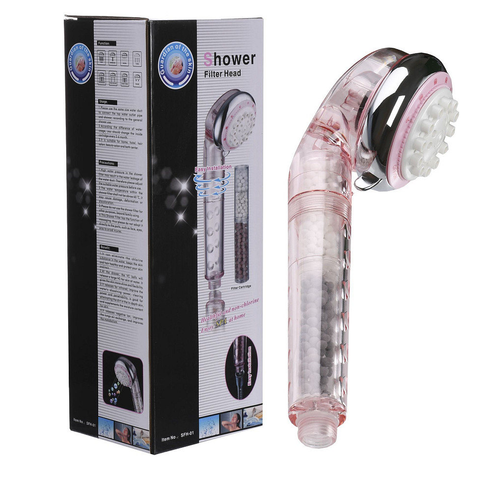 Лійка д/душа г/масаж. + КАРТРИДЖ (рожева) SFH-01 Pink Тернополь - изображение 1