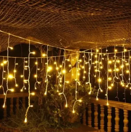 Холодный белый Новогодняя праздничная гирлянда бахрома 120 Led прозрачный провод 3х0.5 м Коломия