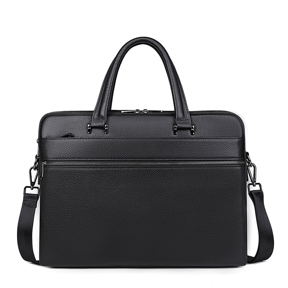 Чоловічий портфель для ноутбука Tiding Bag (38 х 28 х 9 см) з натуральної шкіри Чорний Київ - фото 18