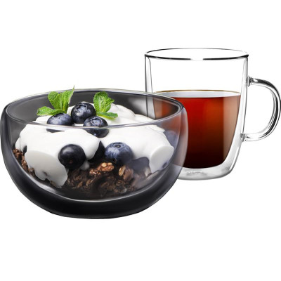 Комплект посуды Ardesto набір для сніданку 270 мл чашка + 500 мл піала прозорий (AR2650BHR) Винница - изображение 2